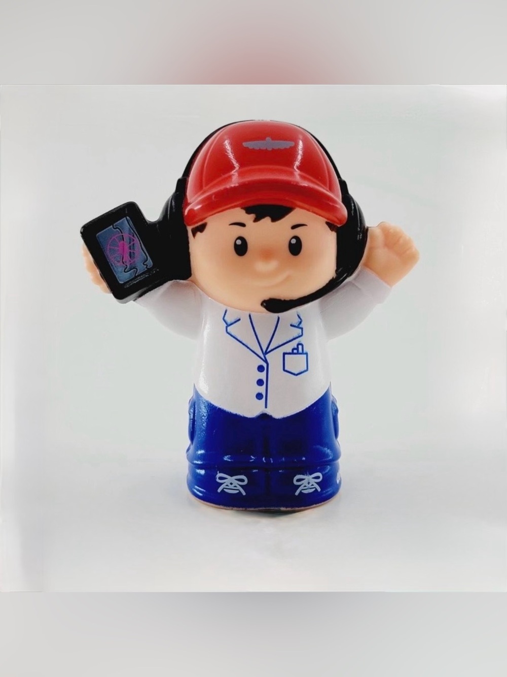 Fisher Price Little People Helicopter Playset Pilot Race Car Driver Dispatcher